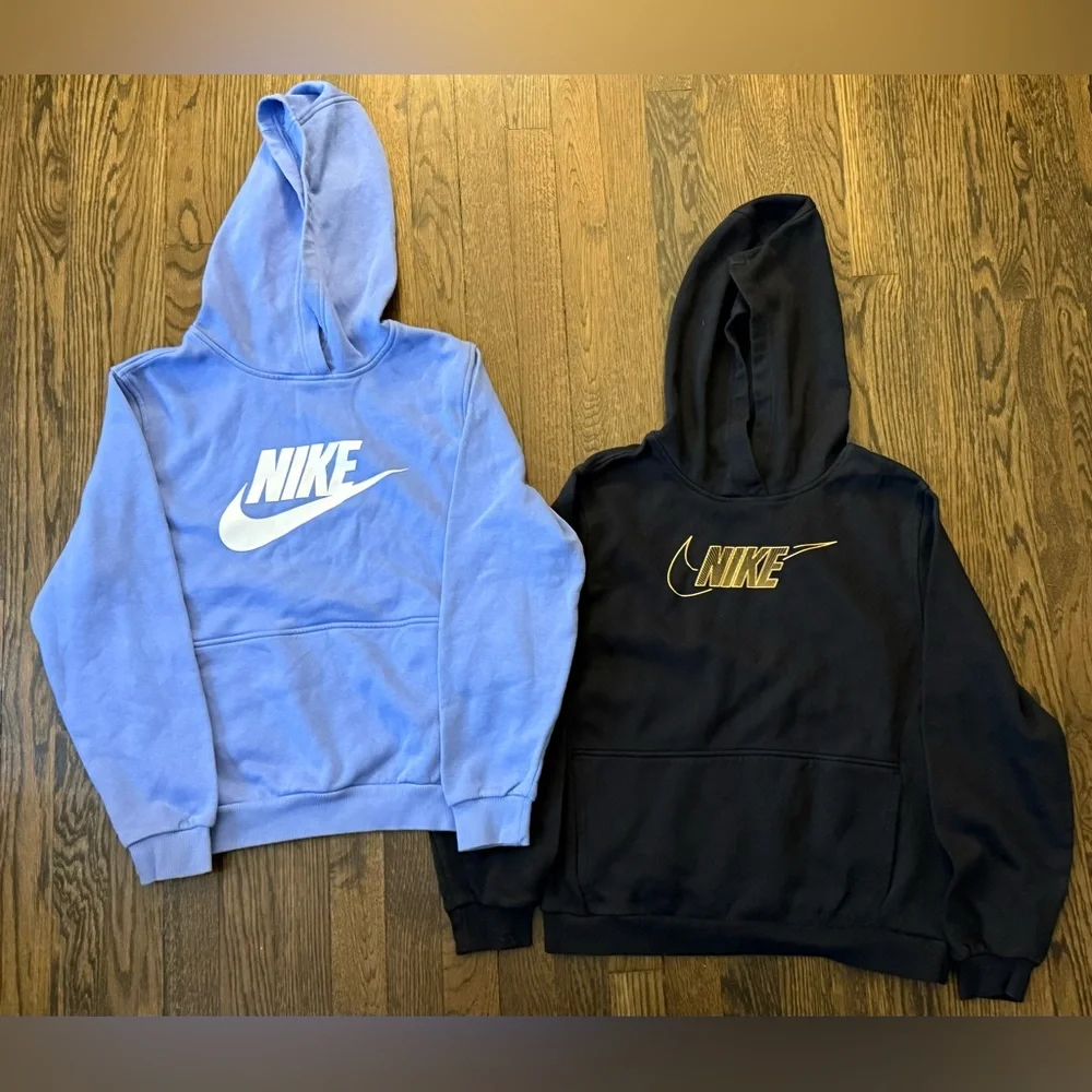 GUC Kids Nike Hoodie Bundle - XL - 1 Blue & 1 Black Graphic Hoodie - Picture 1 of 6